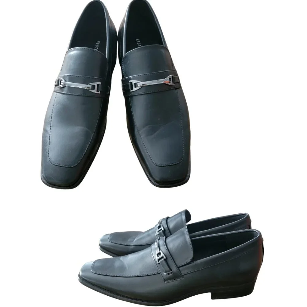 Restoration Matt - Men's Black Leather Dress Loafer Shoes